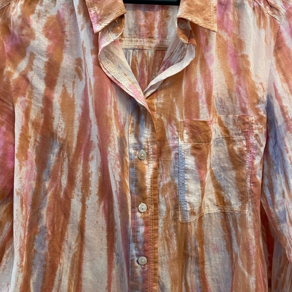 Anthropologie button down shirt. Cool tie dye multi color. 100% cotton size M. - Picture 2 of 7